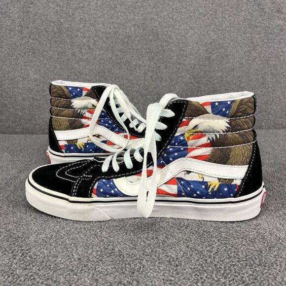 Vans‎ Sk8-Hi Shoes Mens 6.5 Women 8 American Flag Bald Eagle Patriotic High Top - Picture 7 of 16